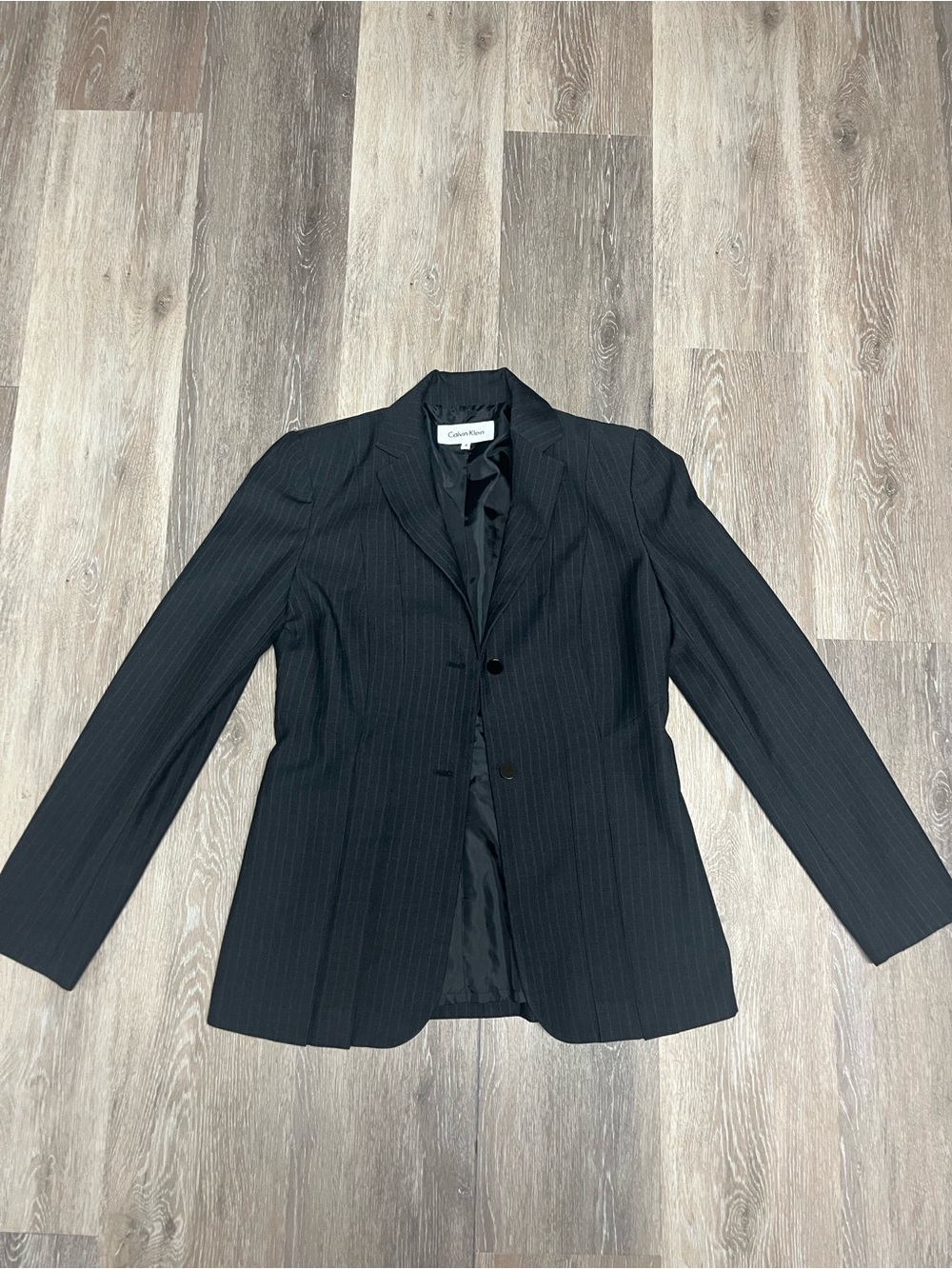 Calvin Klein Black Pinstripe Tailored Women's Blazer